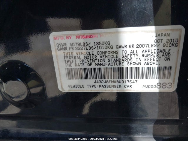 2011 MITSUBISHI LANCER JA32U8FWXBU017647 Photo 8