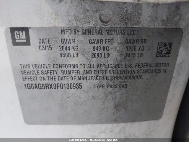 1G6AG5RX0F0130935 Cadillac Ats Standard