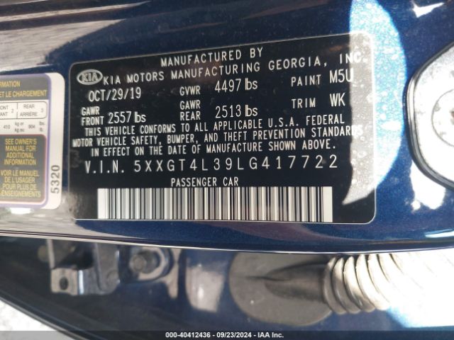5XXGT4L39LG417722 KIA Optima S
