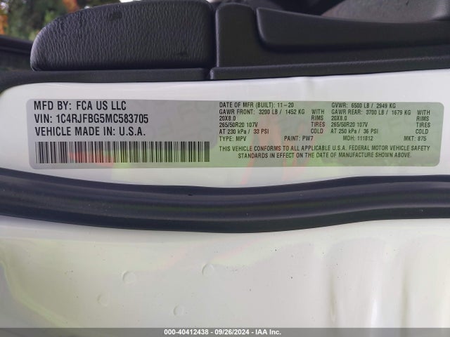 1C4RJFBG5MC583705 Jeep Grand Cherokee 80th Anniversary 4x4