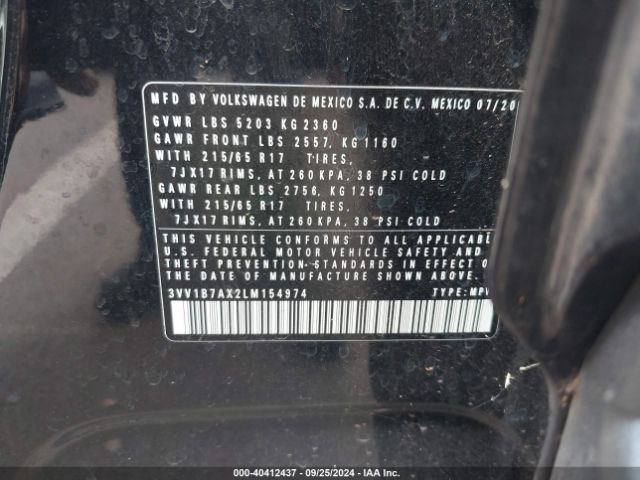 3VV1B7AX2LM154974 Volkswagen Tiguan 2.0t S