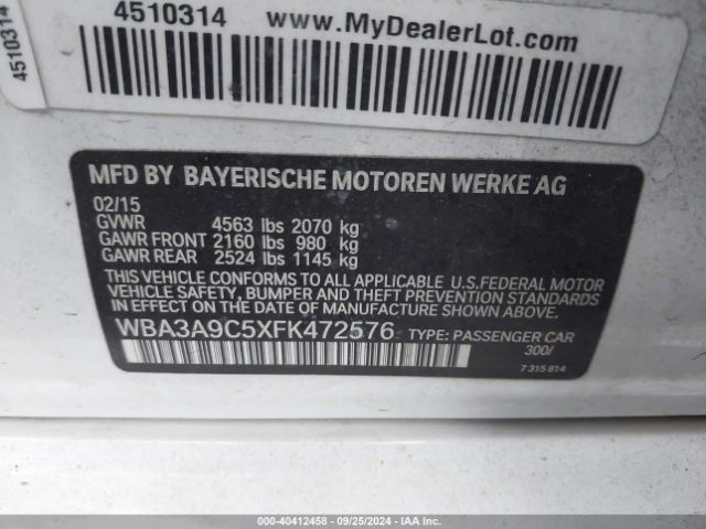 WBA3A9C5XFK472576 BMW 335i