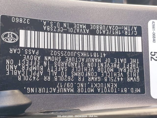 4T1B11HK5JU025502 Toyota CAMRY SE