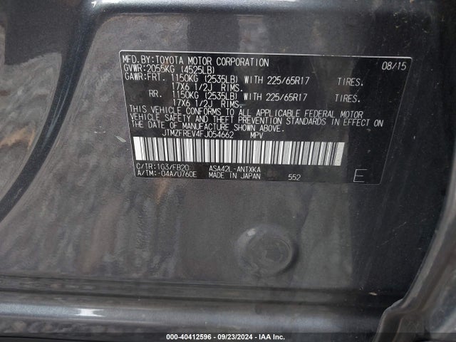Toyota RAV4 LE 2015 JTMZFREV4FJ054662 Image 9