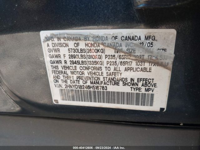 2006 ACURA MDX 2HNYD18246H516783 Photo 8