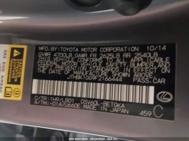 JTHBK1GG9F2166444 Lexus ES 350