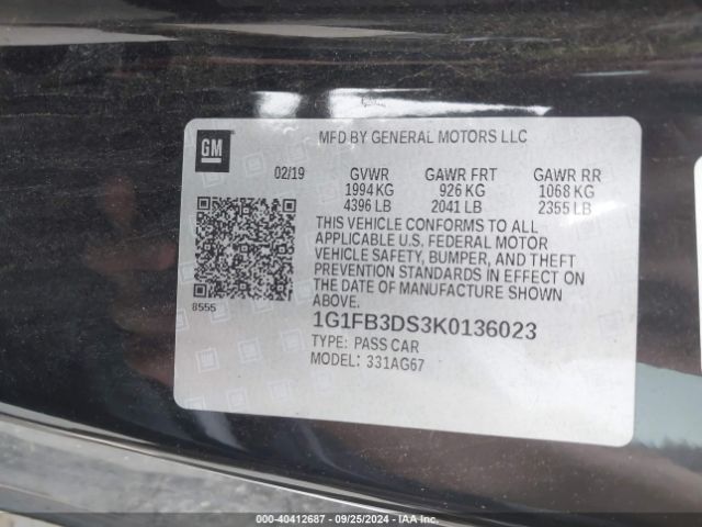 2019 CHEVROLET CAMARO 1G1FB3DS3K0136023 Photo 8