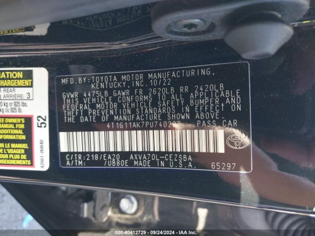 4T1G11AK7PU740287 Toyota CAMRY SE