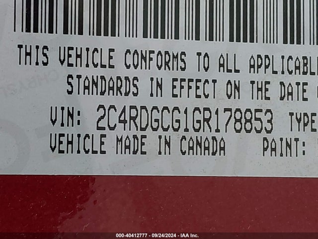 Dodge Grand Caravan Sxt 2016 2C4RDGCG1GR178853 Image 9