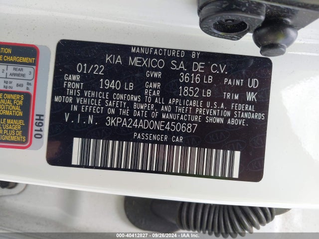 KIA RIO LX 2022 3KPA24AD0NE450687 Image 9