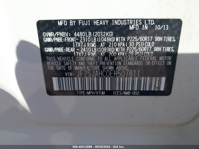 Subaru Forester 2.5i Limited 2014 JF2SJAHC0EH507811 Image 9