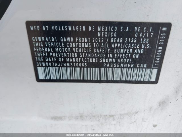 3VWB67AJ7HM370665 Volkswagen Jetta 1.4t Se