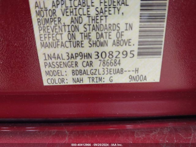 1N4AL3AP9HN308295 Nissan Altima 2.5 S