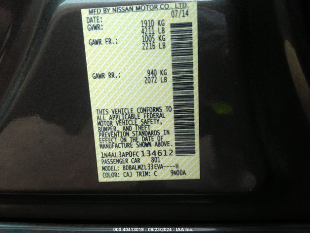 1N4AL3AP0FC134612 Nissan Altima 2.5 Sv