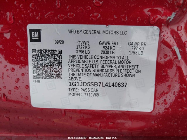 1G1JD5SB7L4140637 Chevrolet Sonic Fwd  Lt