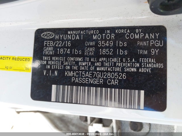 Hyundai ACCENT SE 2016 KMHCT5AE7GU280526 Image 9