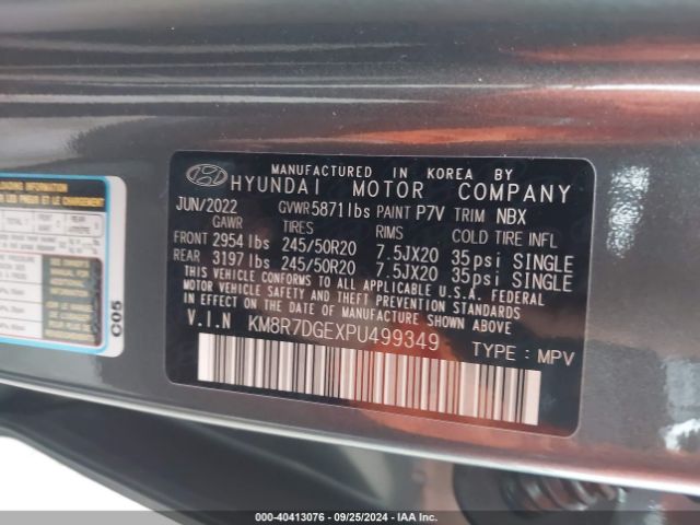 KM8R7DGEXPU499349 Hyundai Palisade Calligraphy