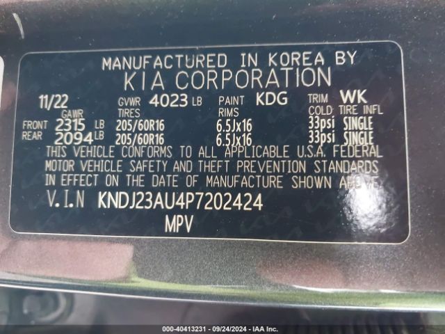 KNDJ23AU4P7202424 KIA SOUL LX