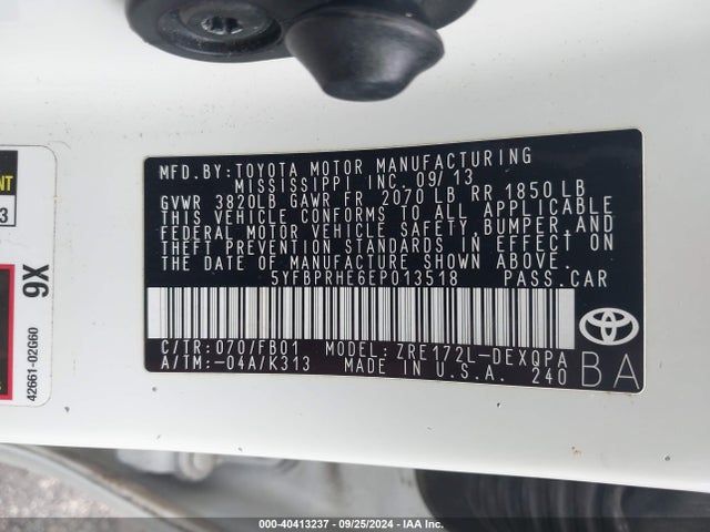 Toyota Corolla Le Eco 2014 5YFBPRHE6EP013518 Image 9