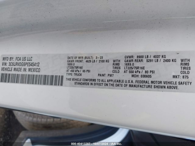 3C6LRVDG6PE545412 RAM Promaster 2500 High Roof 159 Wb