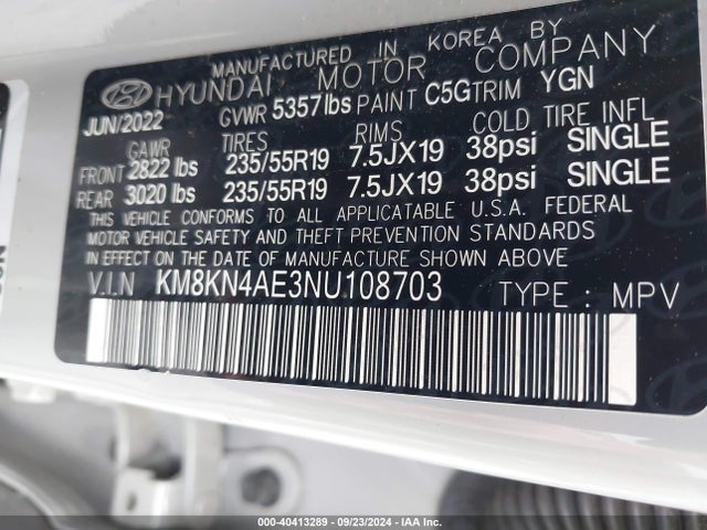 Hyundai Ioniq 5 Sel 2022 KM8KN4AE3NU108703 Image 9