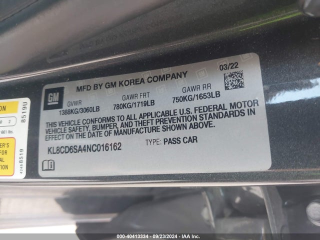 Chevrolet Spark Fwd 1lt Automatic 2022 KL8CD6SA4NC016162 Image 9