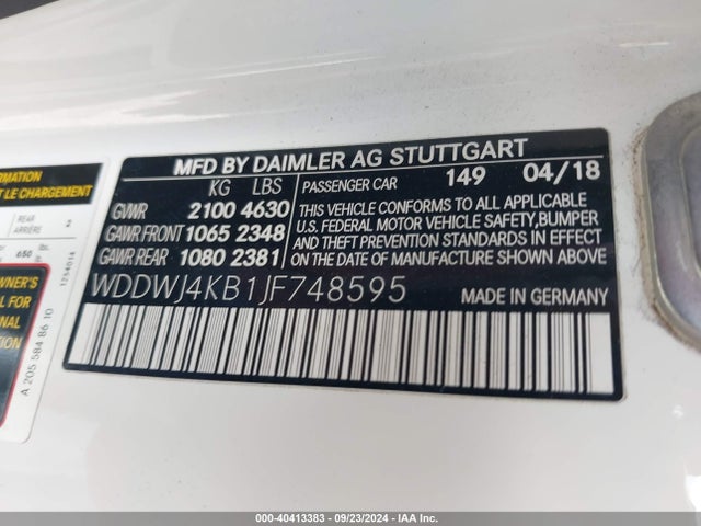 WDDWJ4KB1JF748595 Mercedes-Benz m274