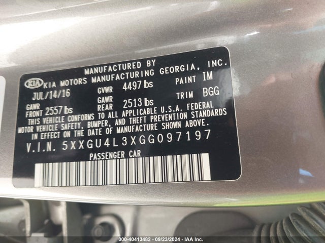 KIA OPTIMA EX 2016 5XXGU4L3XGG097197 Image 9
