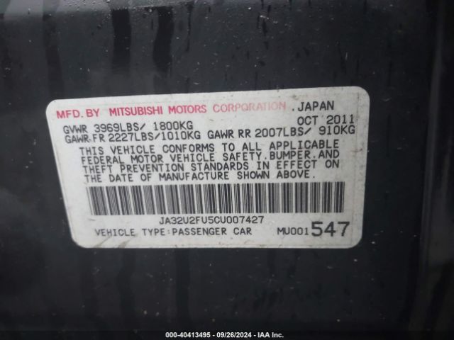 2012 MITSUBISHI LANCER JA32U2FU5CU007427 Photo 8