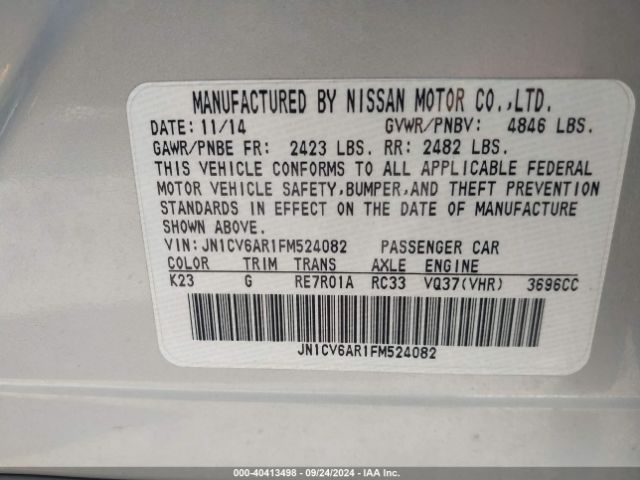 JN1CV6AR1FM524082 Infiniti Q40