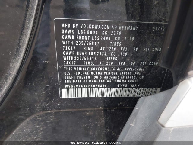 WVGSV7AXXHK025868 Volkswagen Tiguan 2.0t Wolfsburg Edition
