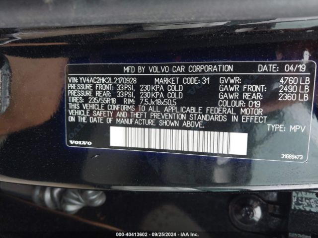 YV4AC2HK2L2170928 Volvo Xc40 T4 Momentum