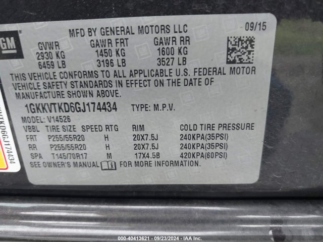 GMC Acadia Denali 2016 1GKKVTKD6GJ174434 Image 9