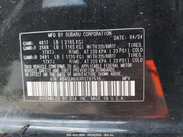 4S4GUHU6XR3787515 Subaru Crosstrek Wilderness