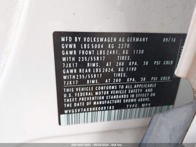 WVGSV7AX8HK009183 Volkswagen Tiguan 2.0t Wolfsburg Edition