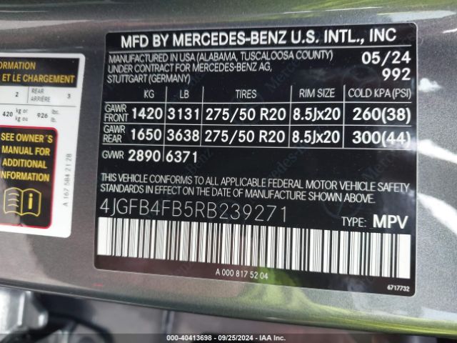 4JGFB4FB5RB239271 Mercedes-Benz Gle 350 4matic