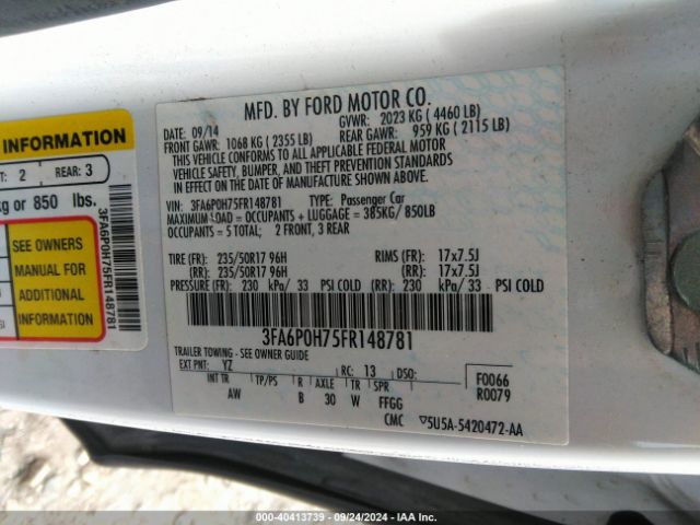 3FA6P0H75FR148781 Ford FUSION SE