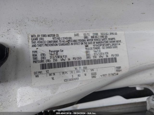 1FADP3F28FL262014 Ford FOCUS SE