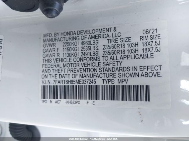 7FART6H85ME037245 Honda Cr-v Hybrid Ex-l