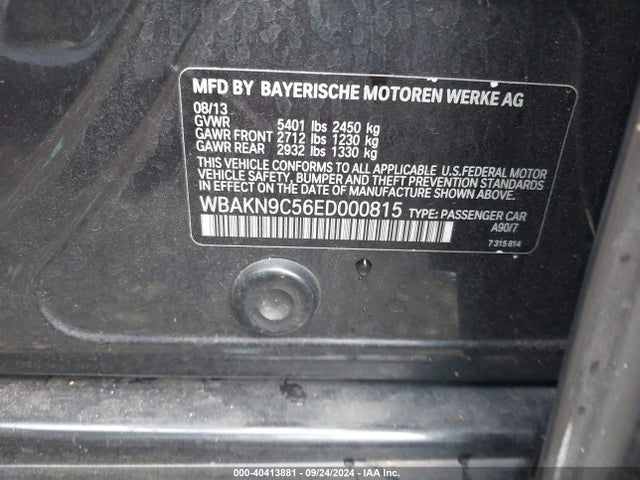 BMW 550i 2014 WBAKN9C56ED000815 Image 9