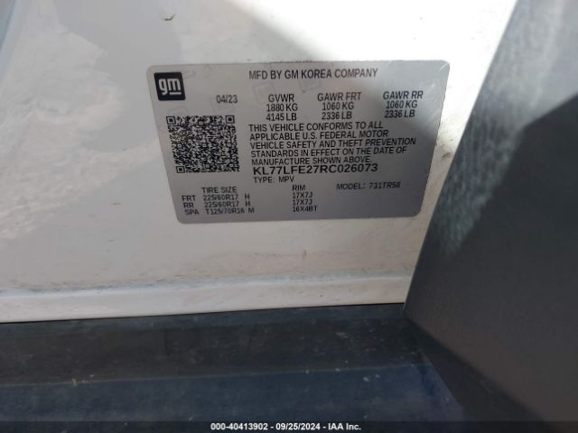 KL77LFE27RC026073 Chevrolet Trax Fwd Sp