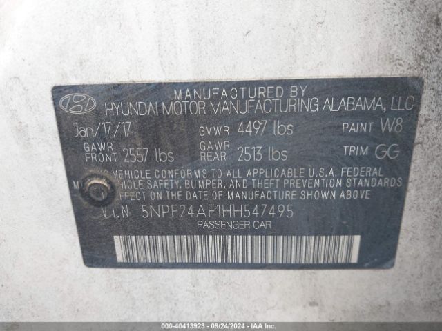 5NPE24AF1HH547495 Hyundai Sonata