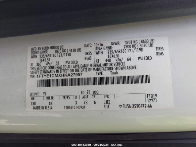 1FTYE1CMXHKA27957 Ford Transit-150