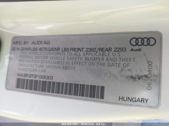 WAUBFGFF3F1005303 Audi A3 2.0t Premium
