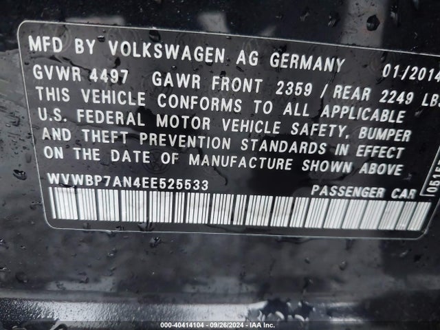 WVWBP7AN4EE525533 Volkswagen Cc 2.0t Sport