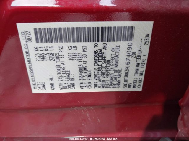 5N1BT3BB2PC674090 Nissan Rogue Sv Intelligent Awd