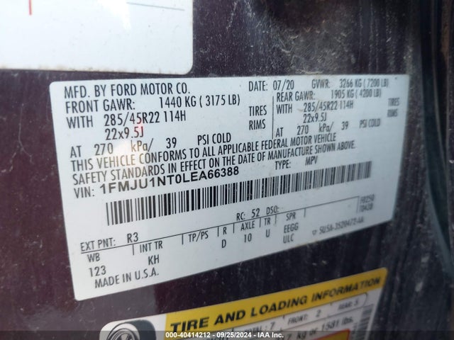 Ford Expedition King Ranch 2020 1FMJU1NT0LEA66388 Image 9