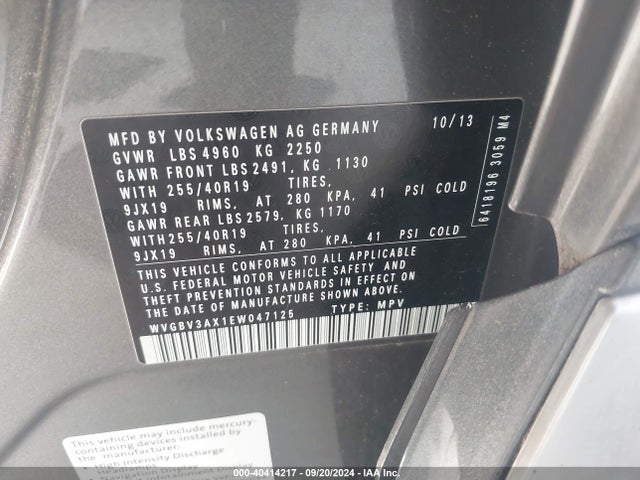 WVGBV3AX1EW047125 Volkswagen Tiguan R-line