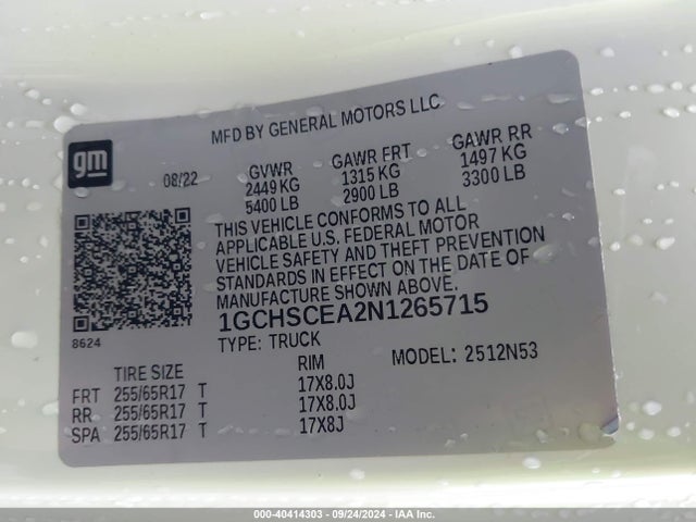 1GCHSCEA2N1265715 Chevrolet Colorado 2wd  Long Box Lt