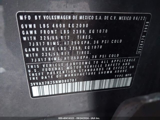 3VVAX7B25NM080781 Volkswagen Taos 1.5t S